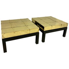 Pair of Sarreid Ltd. Brass Asian & Campaign Style Side Tables or Coffee Table 