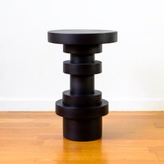 Pair of Sass Bedside Tables, Souda, Tall, Black, Wood Nightstand, Made to Order