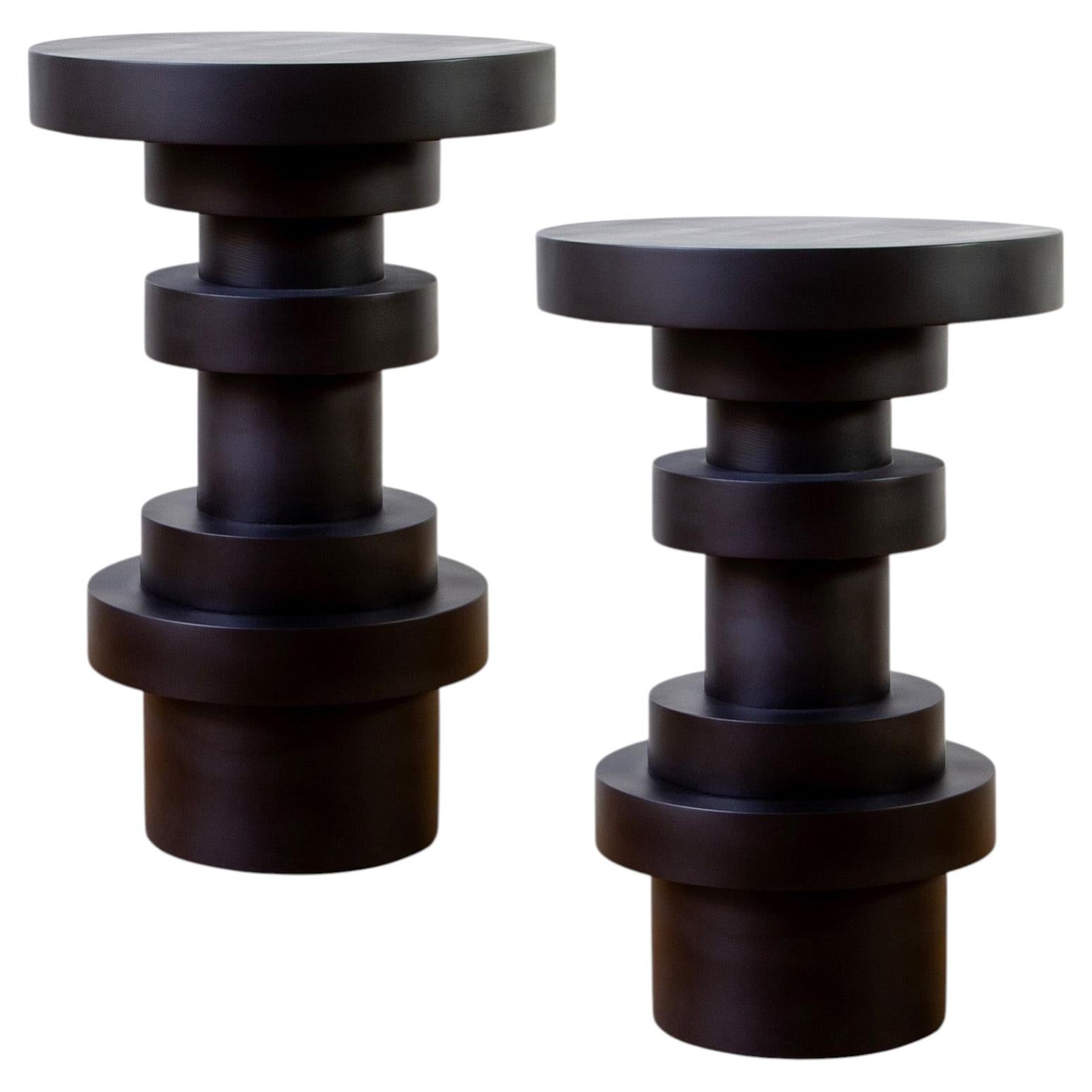 Pair of Sass Side Tables from Souda, Tall, Black, Wood End Table, Made to Order