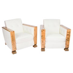 Pareja de sillones Art Déco de abedul satinado