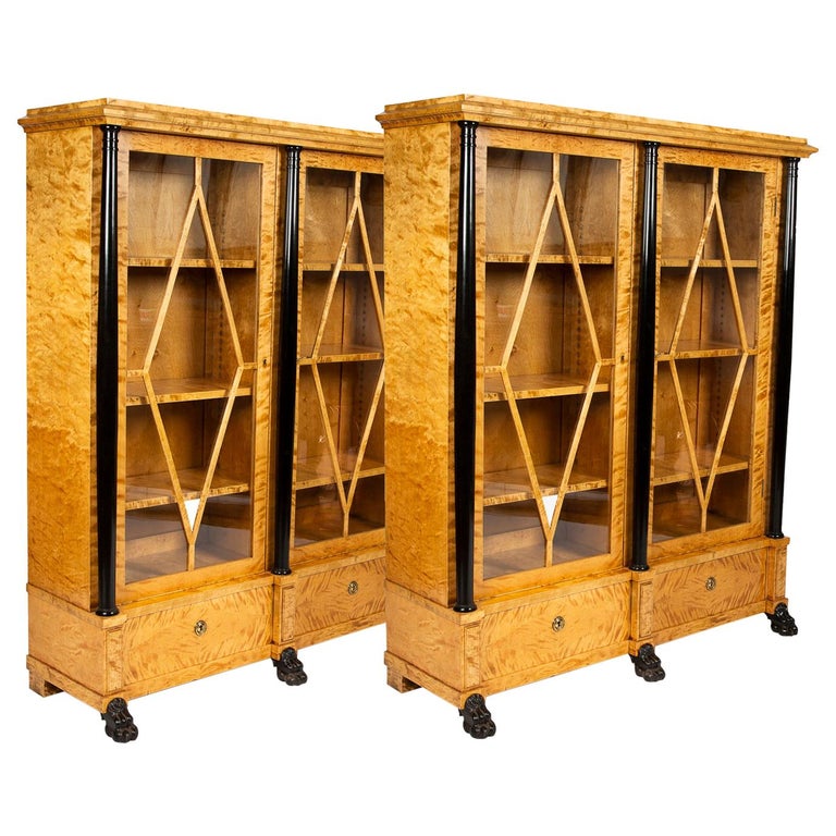 Pair of Satin Birch Bookcases For Sale at 1stDibs