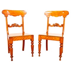 Pair of Satin Birch Chairs Swedish Biedermeier Karl Johan Gustavian Fine Antique