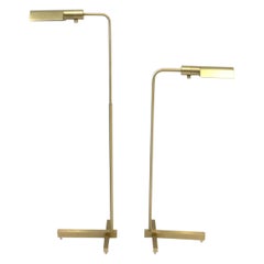 Pair of Satin Brass Adjustable Floor Lamps by Casella