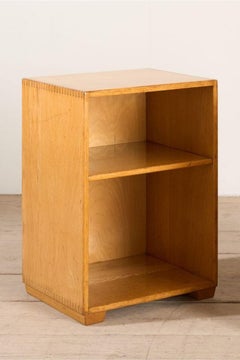 Pair of satin finish oak war department bedside tables