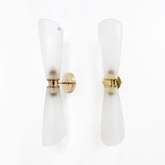 Pair of Satin Frosted Murano Glass Wall Sconces