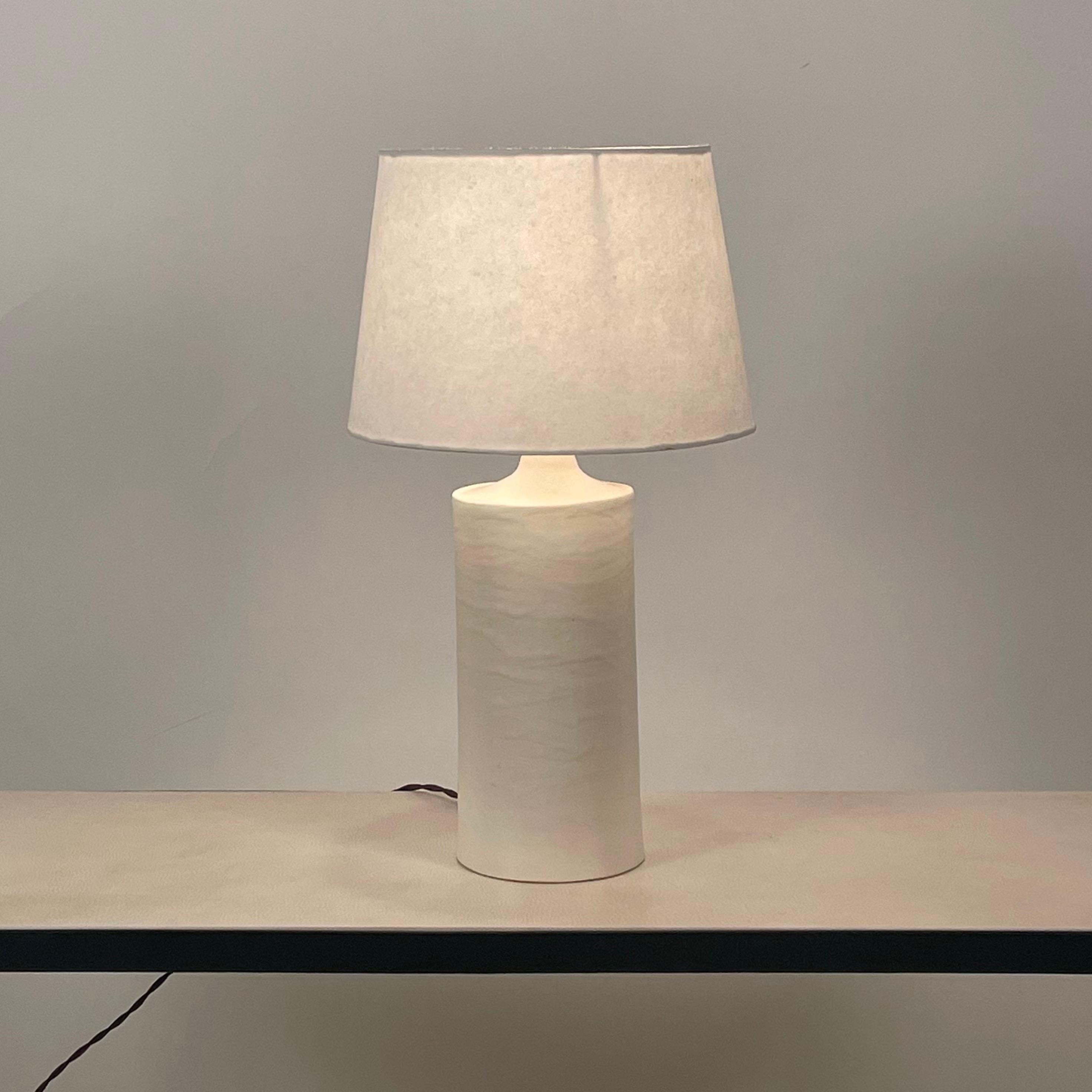 Great as bedside lamps or where a small, understated pair of lamps is desired.

Dimensions listed are the overall dimensions of the lamps with the shades.

The shades are 10 in. bottom diameter x 8 in. top diameter x 7 in. tall.