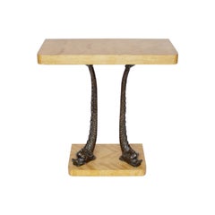 Pair of Satin Wood Console Tables Set over 19th Century Bronze Dolphins