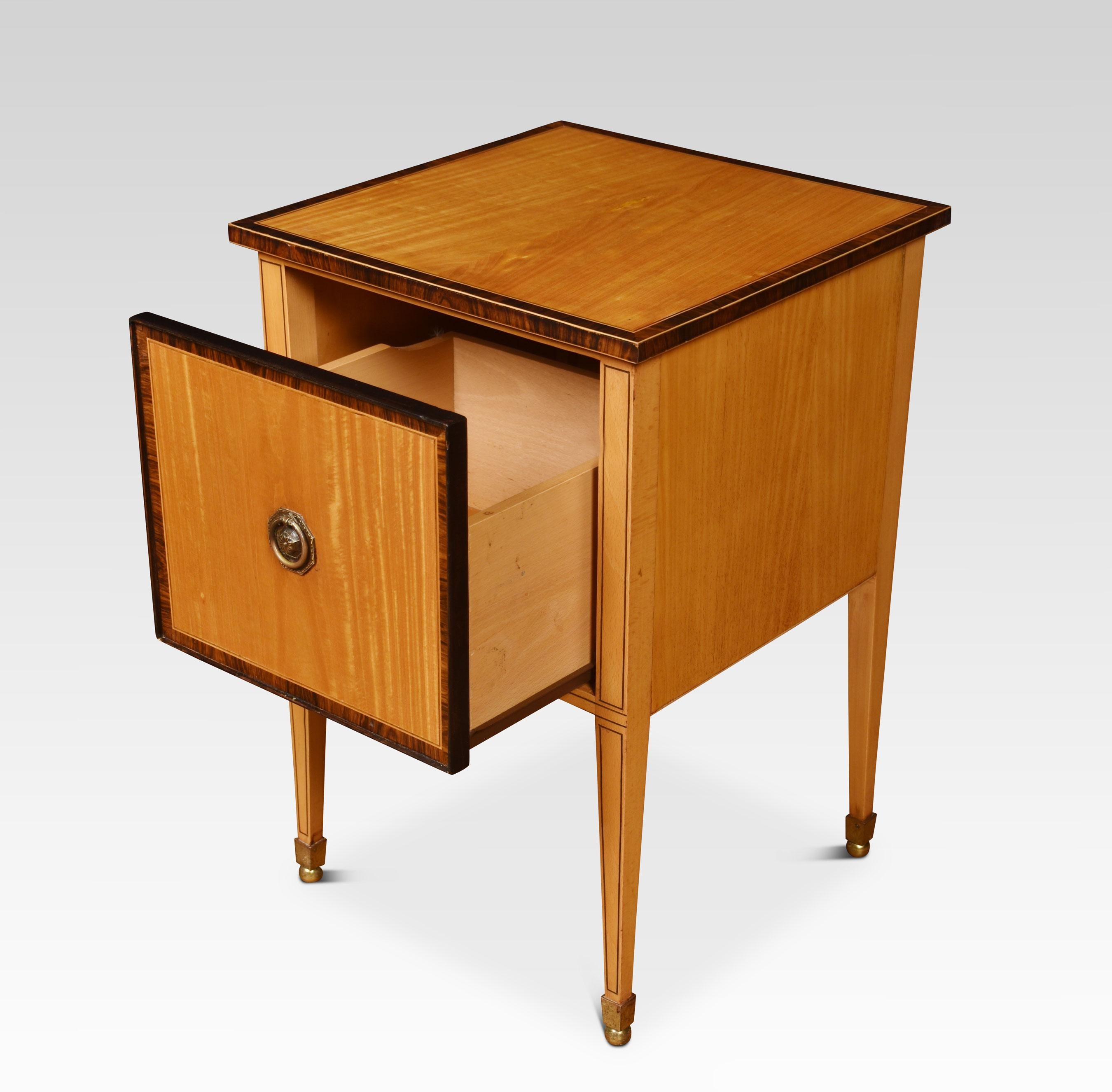 British Pair of Satinwood Bedside Cabinets