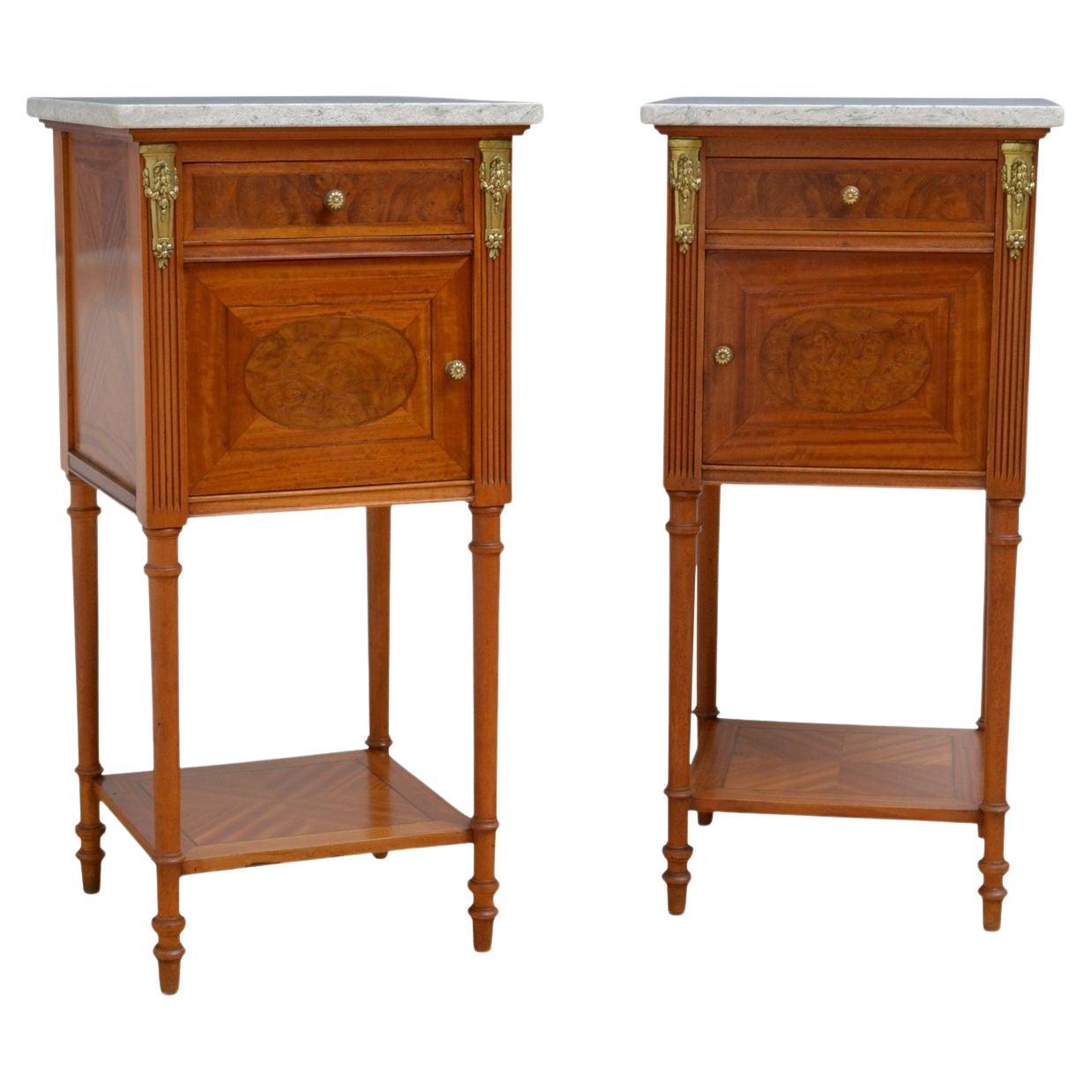 Pair Of Satinwood Bedside Cabinets For Sale