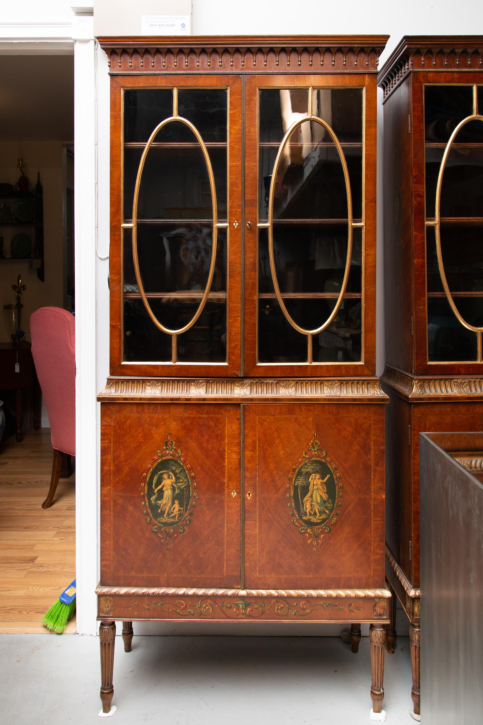  Satinwood Edwardian Adams Style Cabinets 1