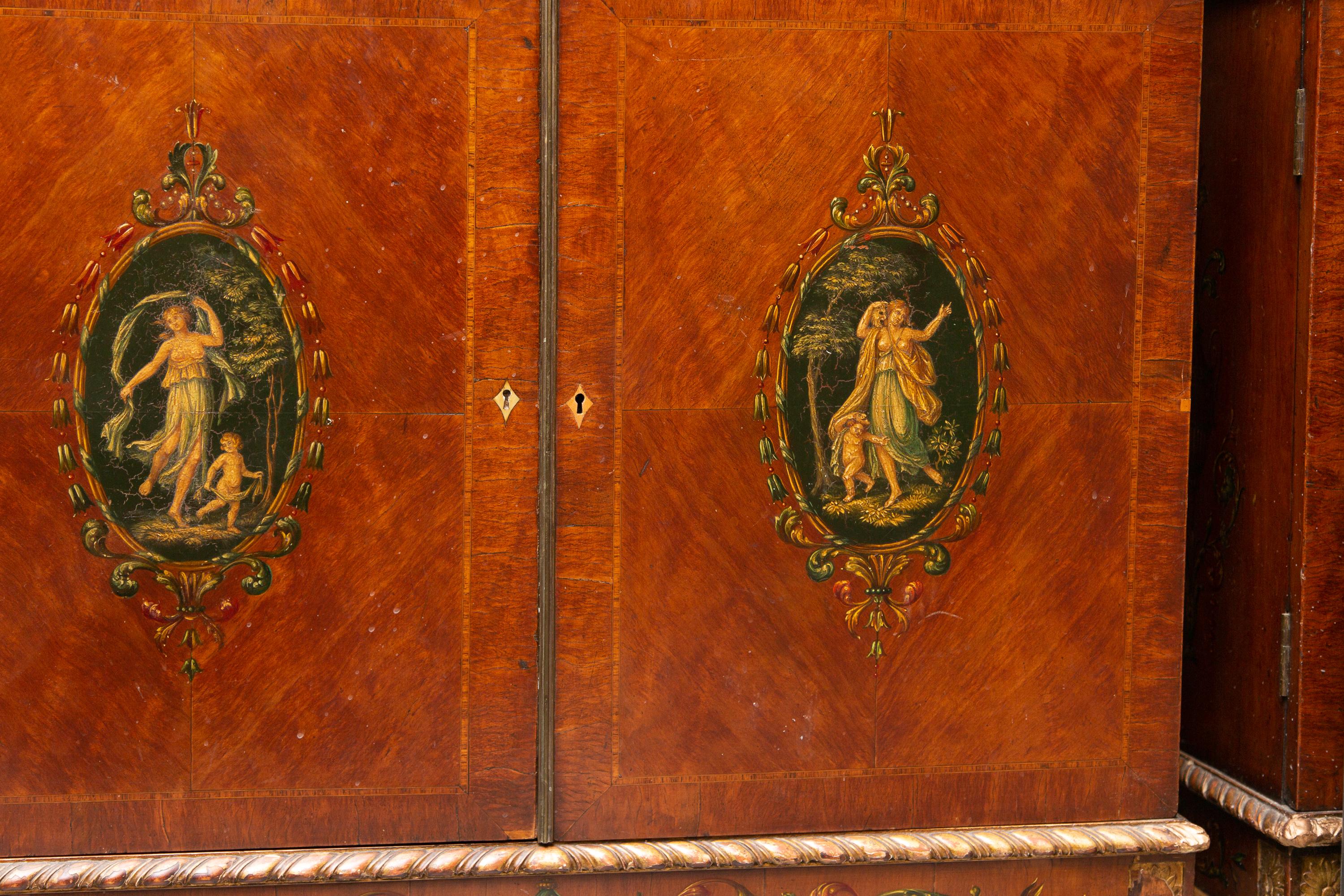  Satinwood Edwardian Adams Style Cabinets 2