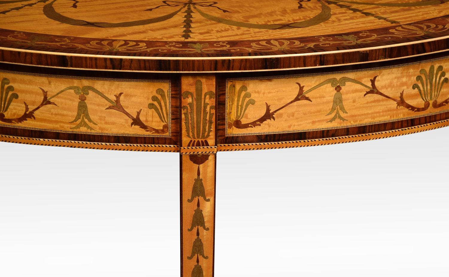 Pair of Satinwood Inlaid Neoclassical Style Demilune Console Tables 2