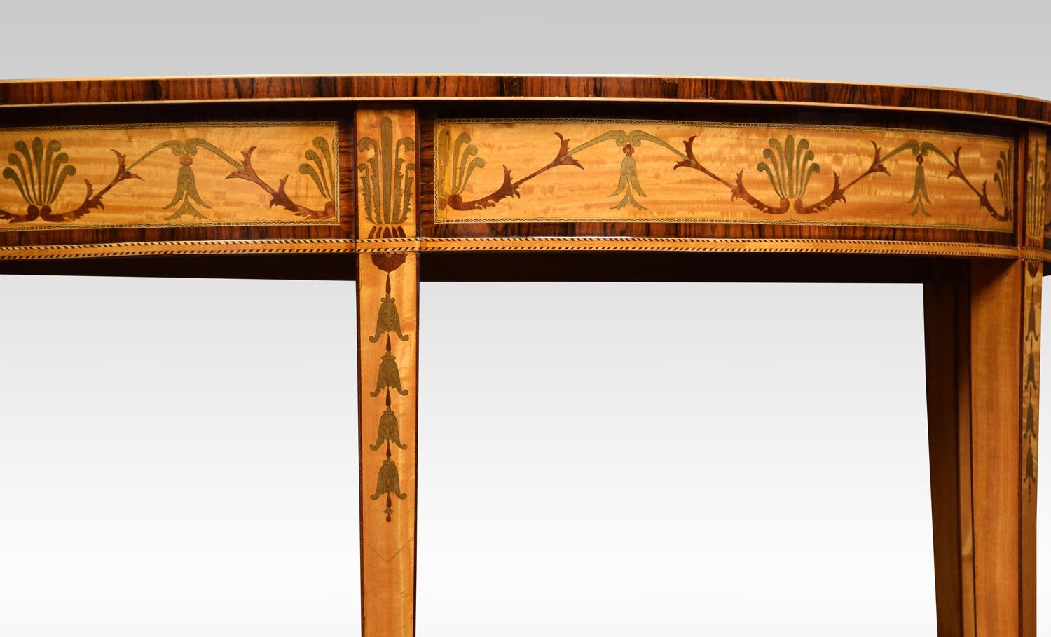 Pair of Satinwood Inlaid Neoclassical Style Demilune Console Tables 3