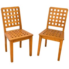 Pair of Satinwood Lattice Design Side Chairs