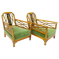 Paire de chaises longues en bois de citronnier de style chinois-Chippendale