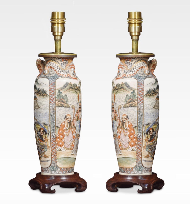 Pair of Satsuma BalusterShaped Vase Lamps For Sale at 1stDibs