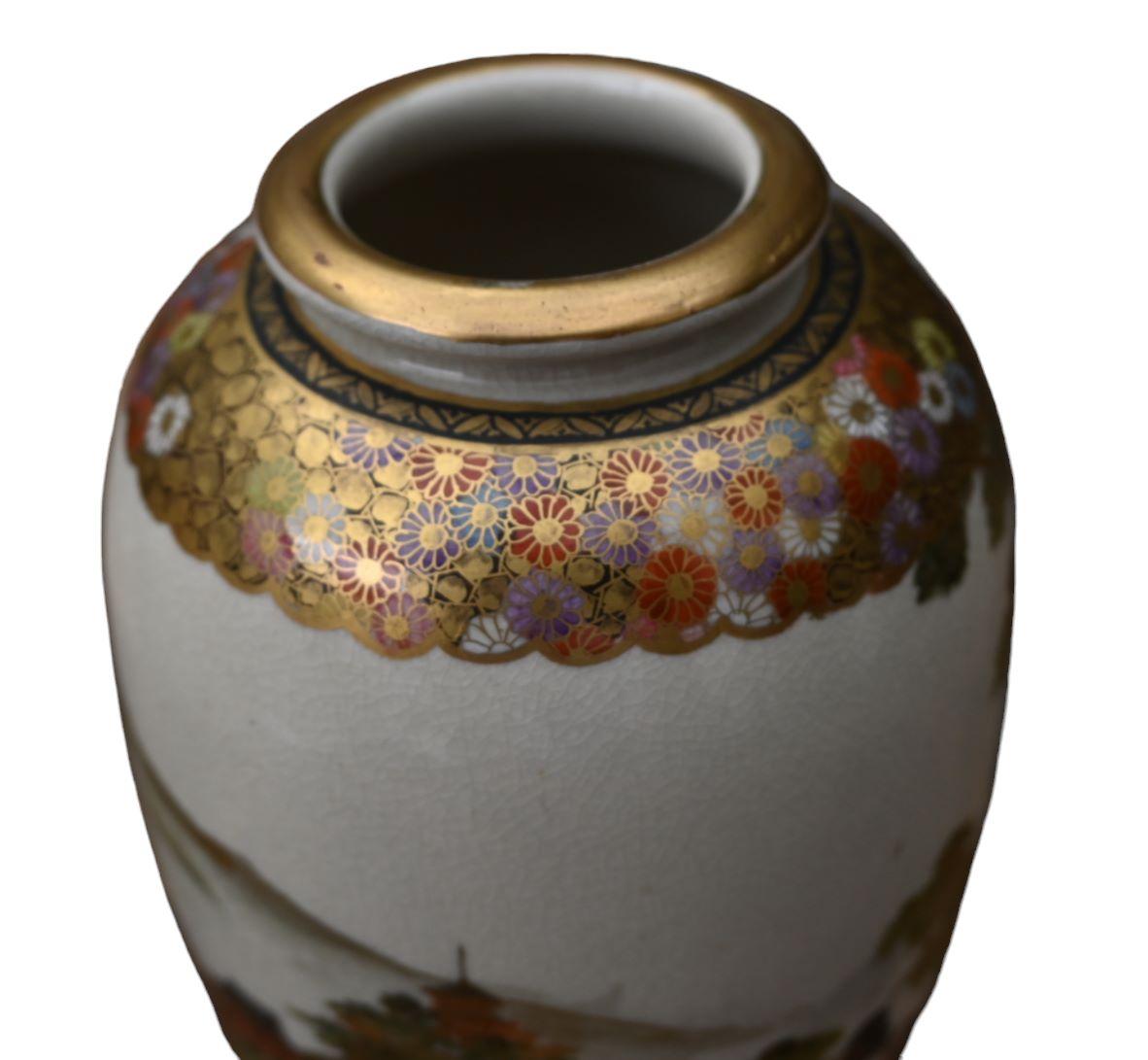 Paar Satsuma-Vasen aus Steingutvasen „zenkozan“ Japan, Meiji-Periode (20. Jahrhundert) im Angebot