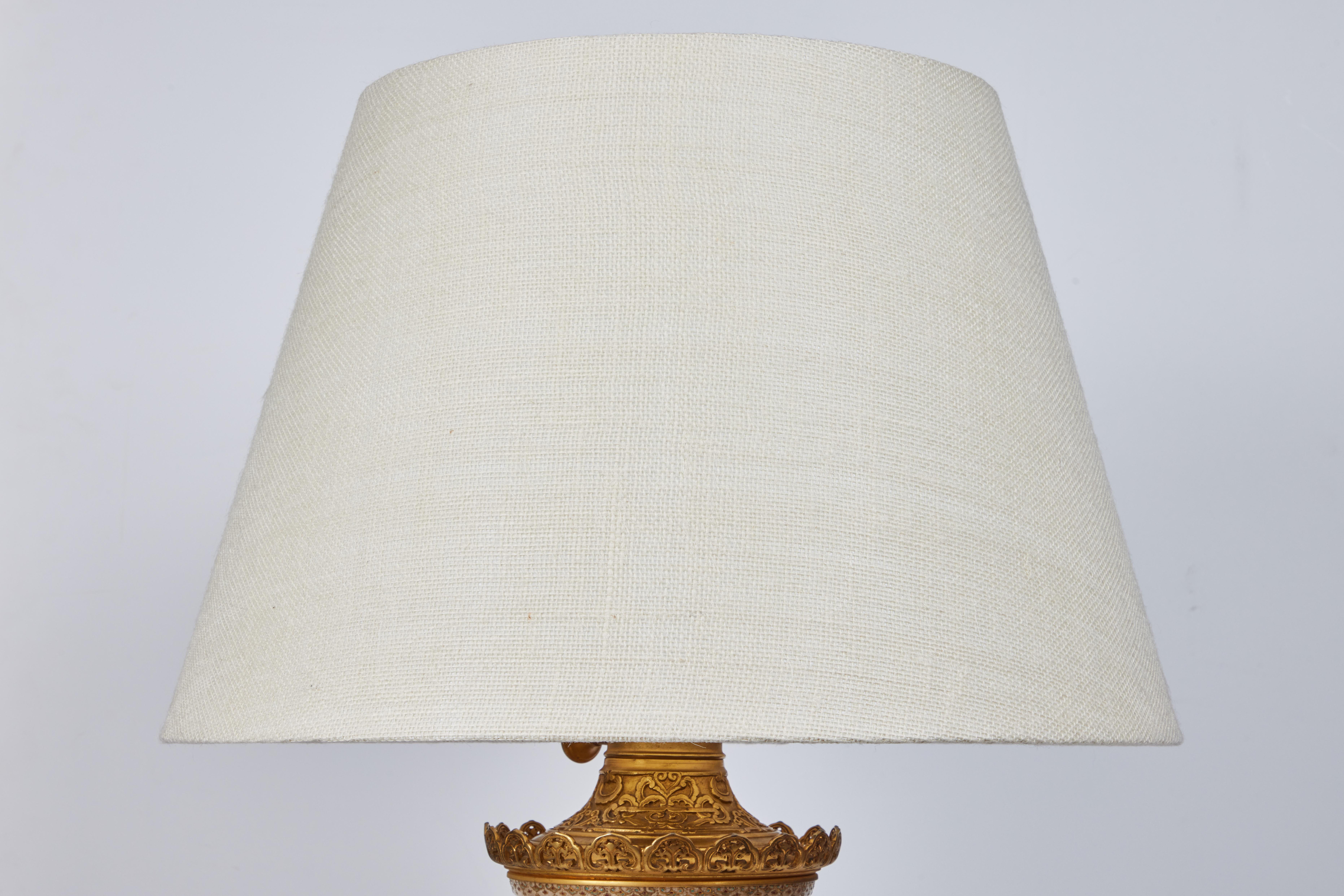 Japanese Pair of Satsuma Lamps For Sale