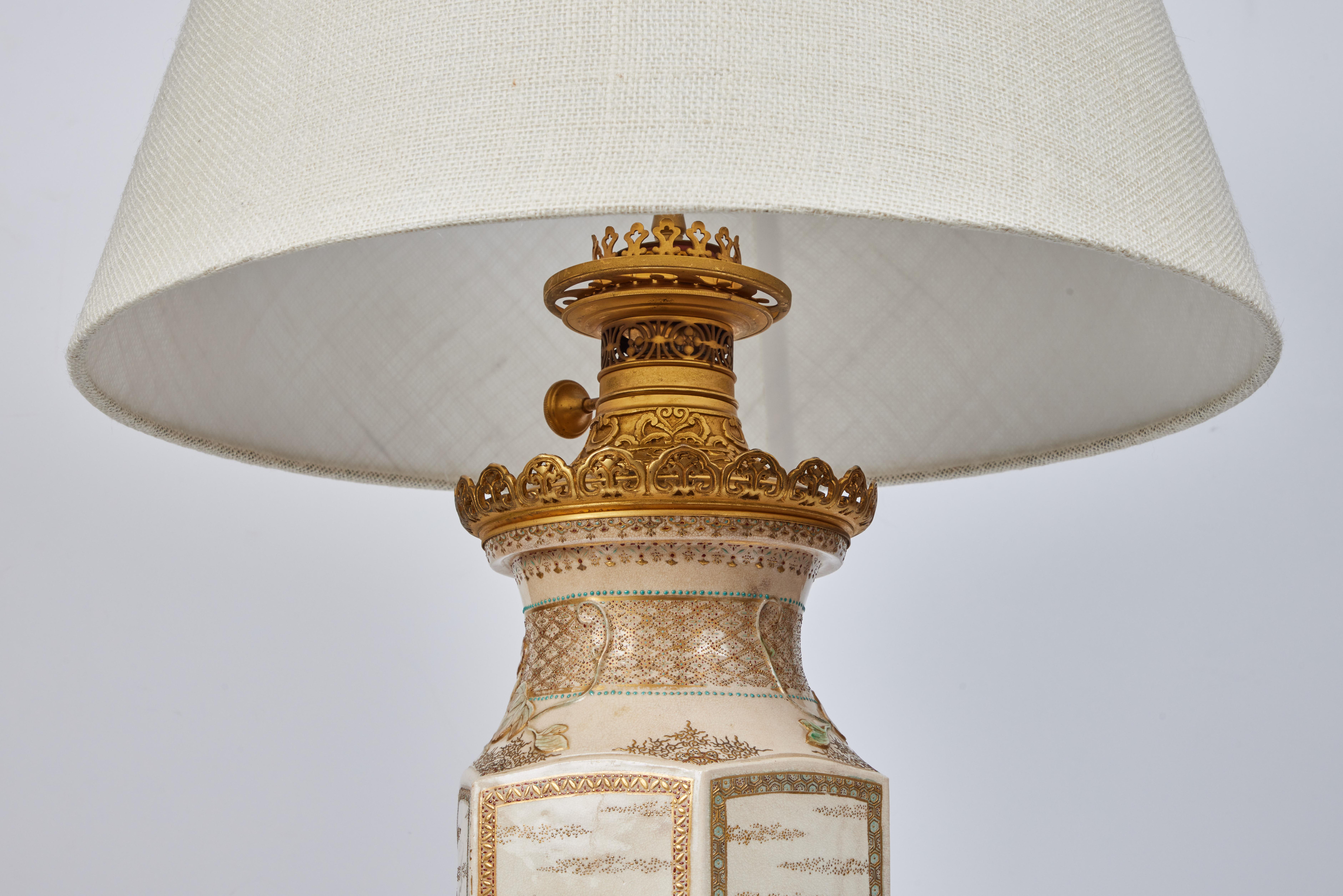 Gilt Pair of Satsuma Lamps For Sale