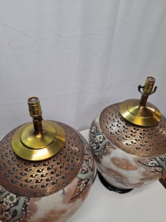 Pair of Satsuma Style Porcelain Table Lamps