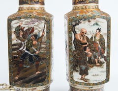 Pair of Satsuma Vases, Mounted as Lamps