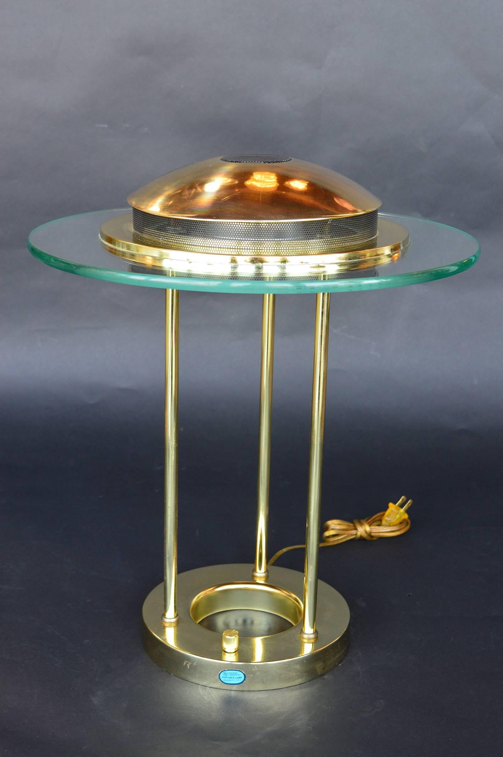 Pair of brass Saturn desk lamps by Robert Sonneman for George Kovacs.