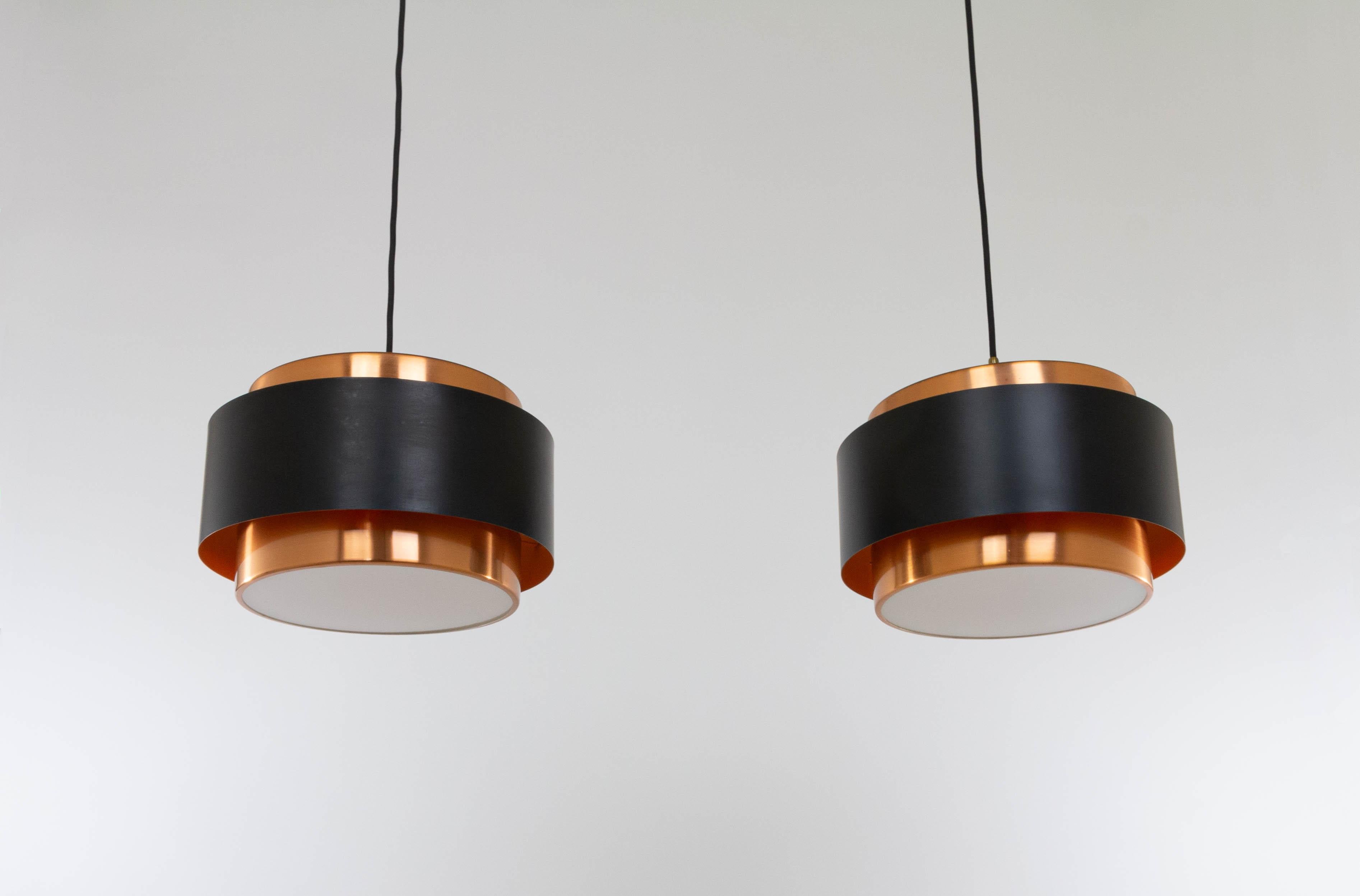Lacquered Pair of Saturn Pendants by Jo Hammerborg for Fog & Mørup, 1960s For Sale