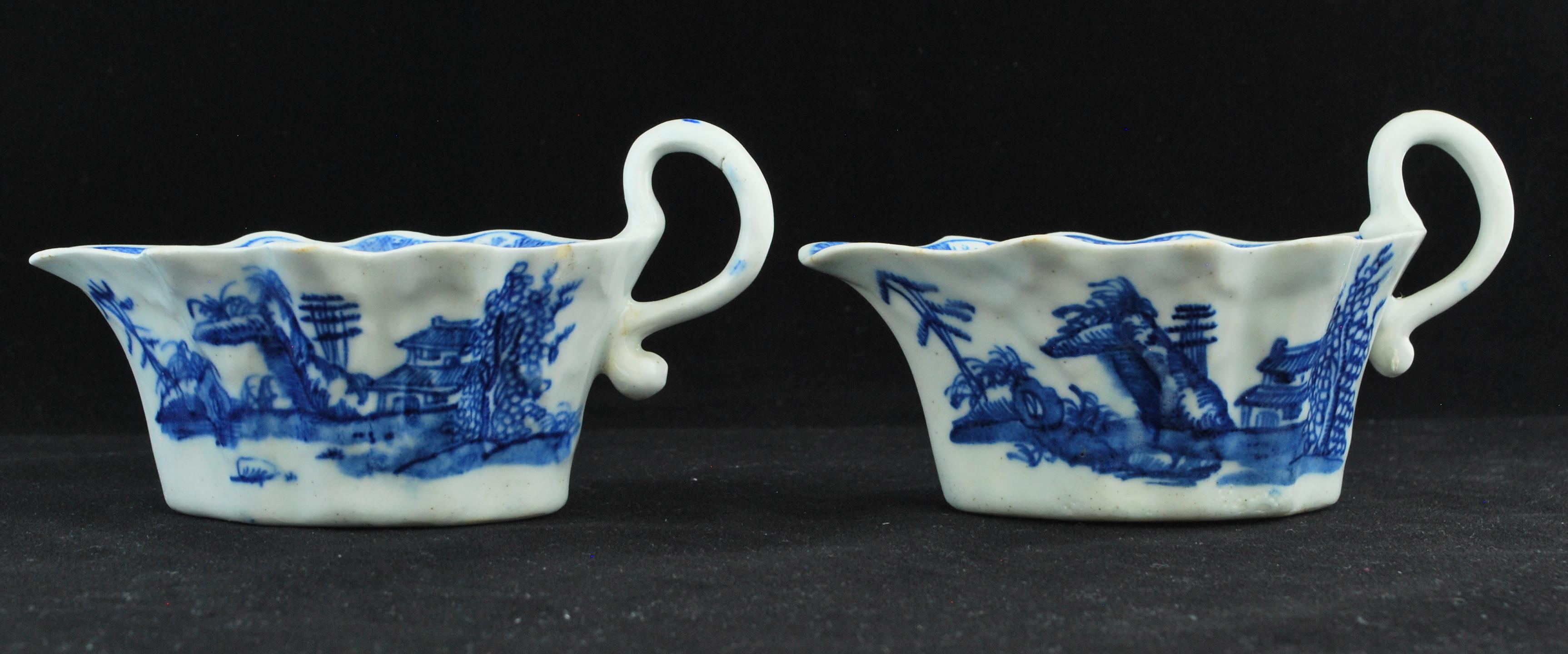 English Pair of Sauce Boats, Bow Porcelain Factory, circa 1753 For Sale