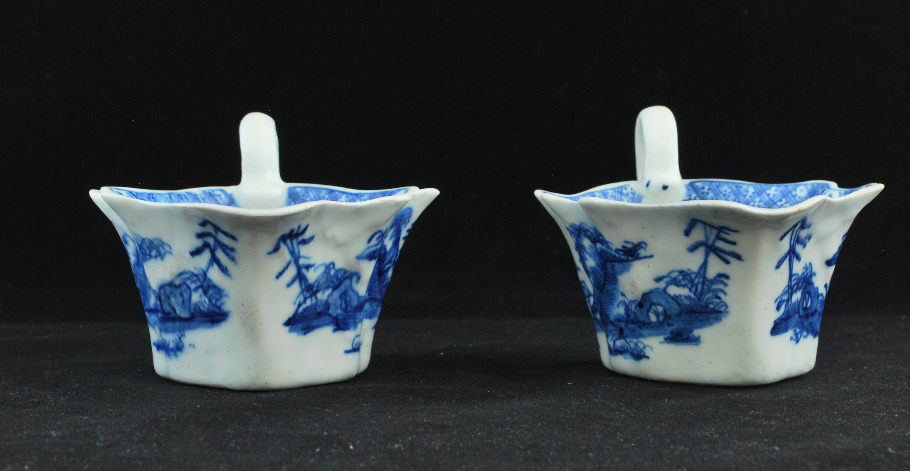 Molded Pair of Sauce Boats, Bow Porcelain Factory, circa 1753 For Sale