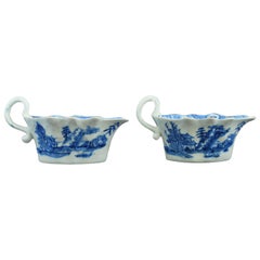 Antique Pair of Sauce Boats, Bow Porcelain Factory, circa 1753