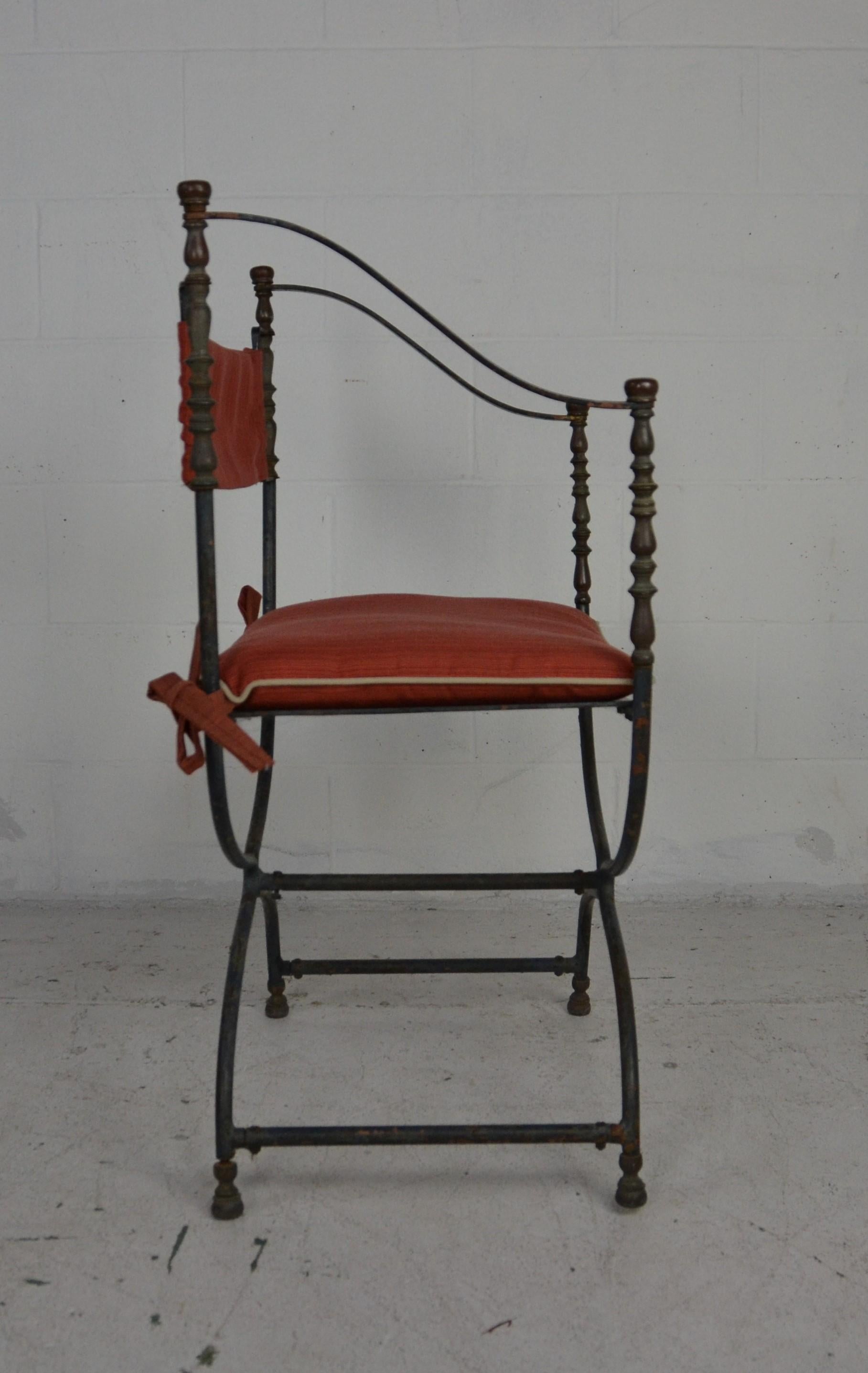 Pair of Savonarola Iron and Brass Chairs 2