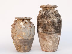 Pair of Sawankhalok Jars with Encrustations, Sawankhalok, Thailand, 15th Century