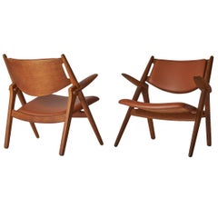 Pair of Sawbuck Chairs, Model CH-28 by Hans Wegner