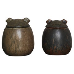 Pair of "Saxbo" Stoneware Humidors / Tobacco Jars by Erik Rahr, 1930s