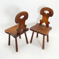 Pair of "Scabelles" chairs , handcrafted. Swiss 20th