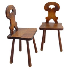 Pair of "Scabelles" chairs , handcrafted. Swiss 20th