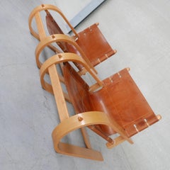 Pair of "Scacciapensieri" Leather Mid-Century Armchairs for Poltronova