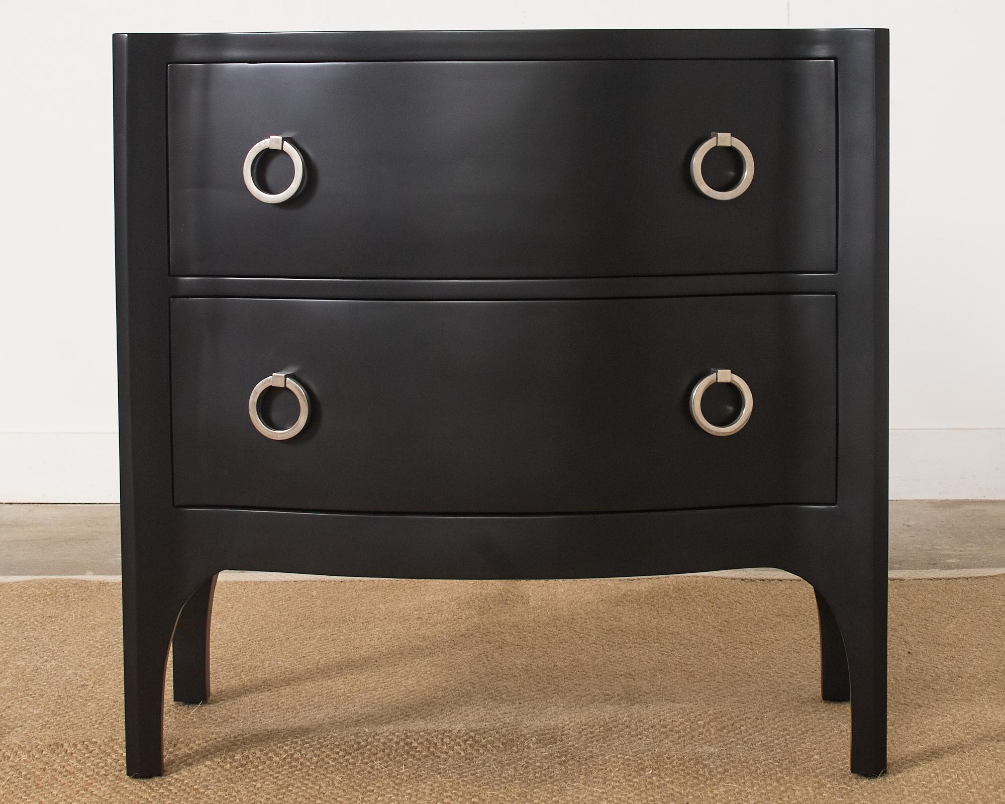 Pair of Scala Luxury Trapu Lacquered Bow Front Commode Chests For Sale 3