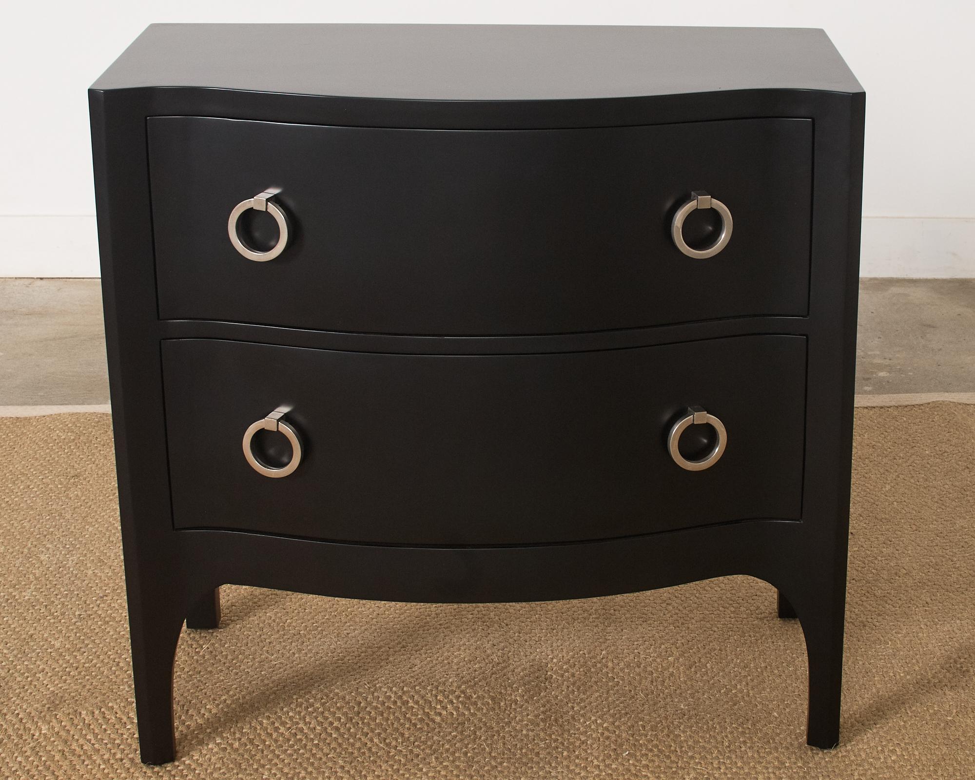 Pair of Scala Luxury Trapu Lacquered Bow Front Commode Chests For Sale 6