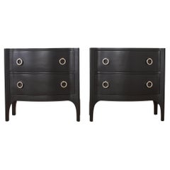 Used Pair of Scala Luxury Trapu Lacquered Bow Front Commode Chests