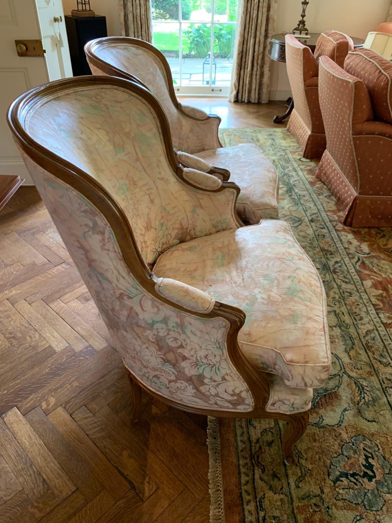Pair of Scalamandre Wingback Louis XVI Tall Reading Parlor Chairs at ...
