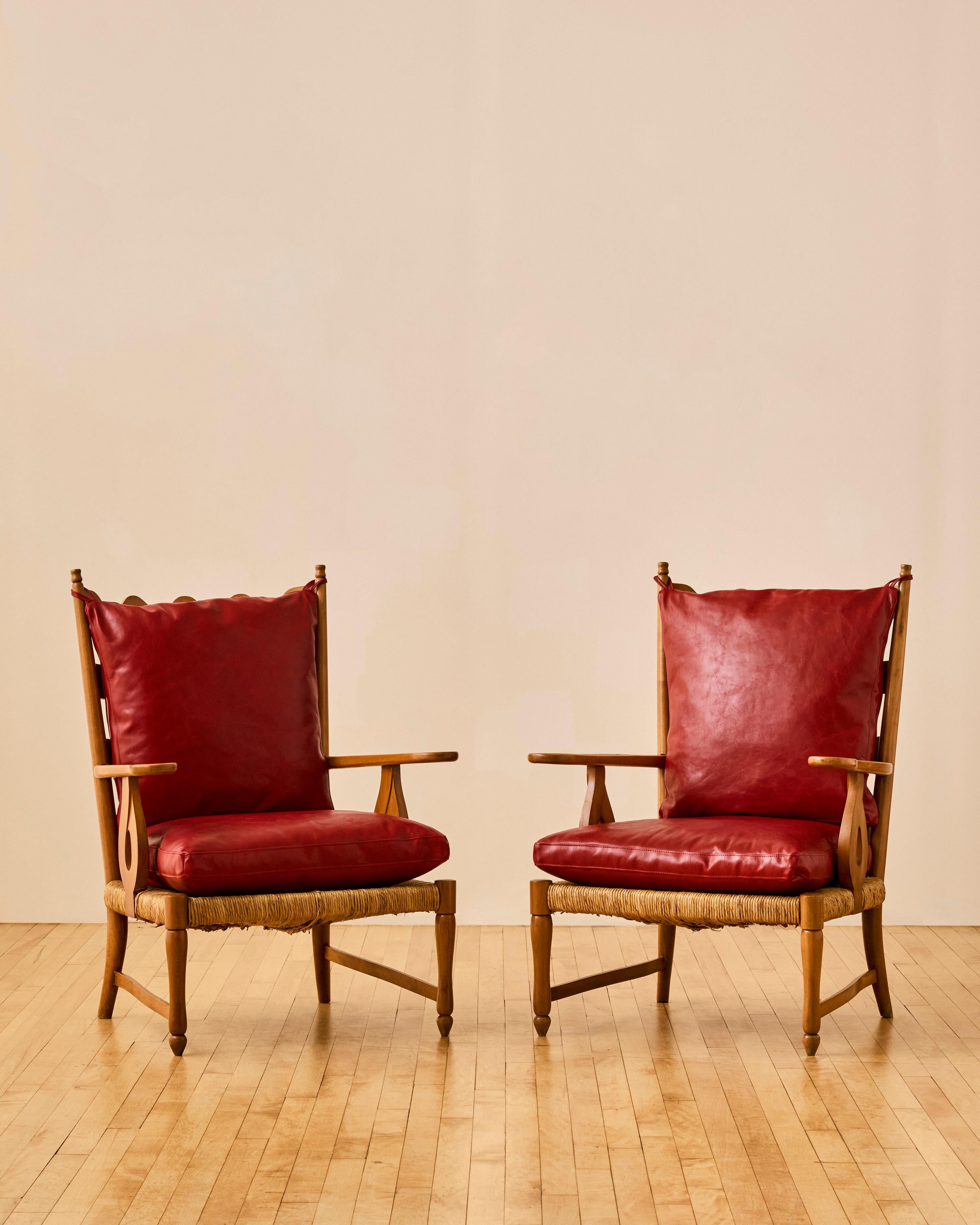Pair of Scallop Back Armchairs by Paulo Buffa c. 1950 In Good Condition For Sale In Long Island City, NY