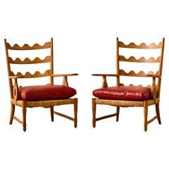 Pair of Scallop Back Armchairs by Paulo Buffa c. 1950