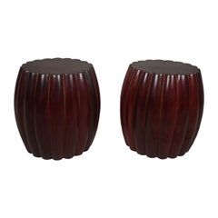 Pair of Scallop-Edge Rosewood Side Tables or Stools