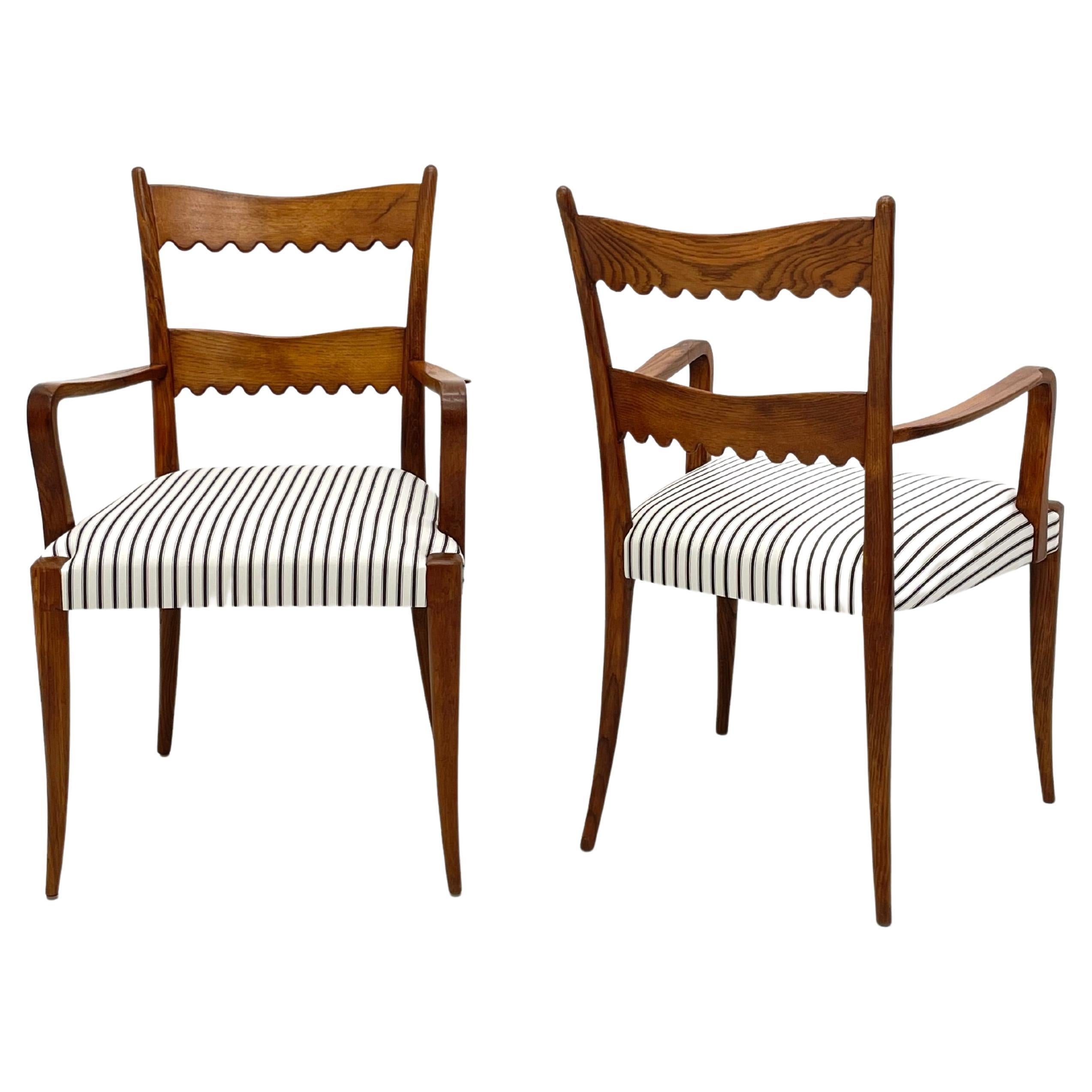 Pair of Scalloped back Armchairs, Paolo Buffa, Italy, 1940’s. 