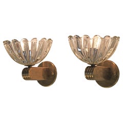 Pair of Scalloped Hand Blown Murano Glass Sconces