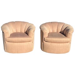 Pair of Scalloped Swivel Chairs