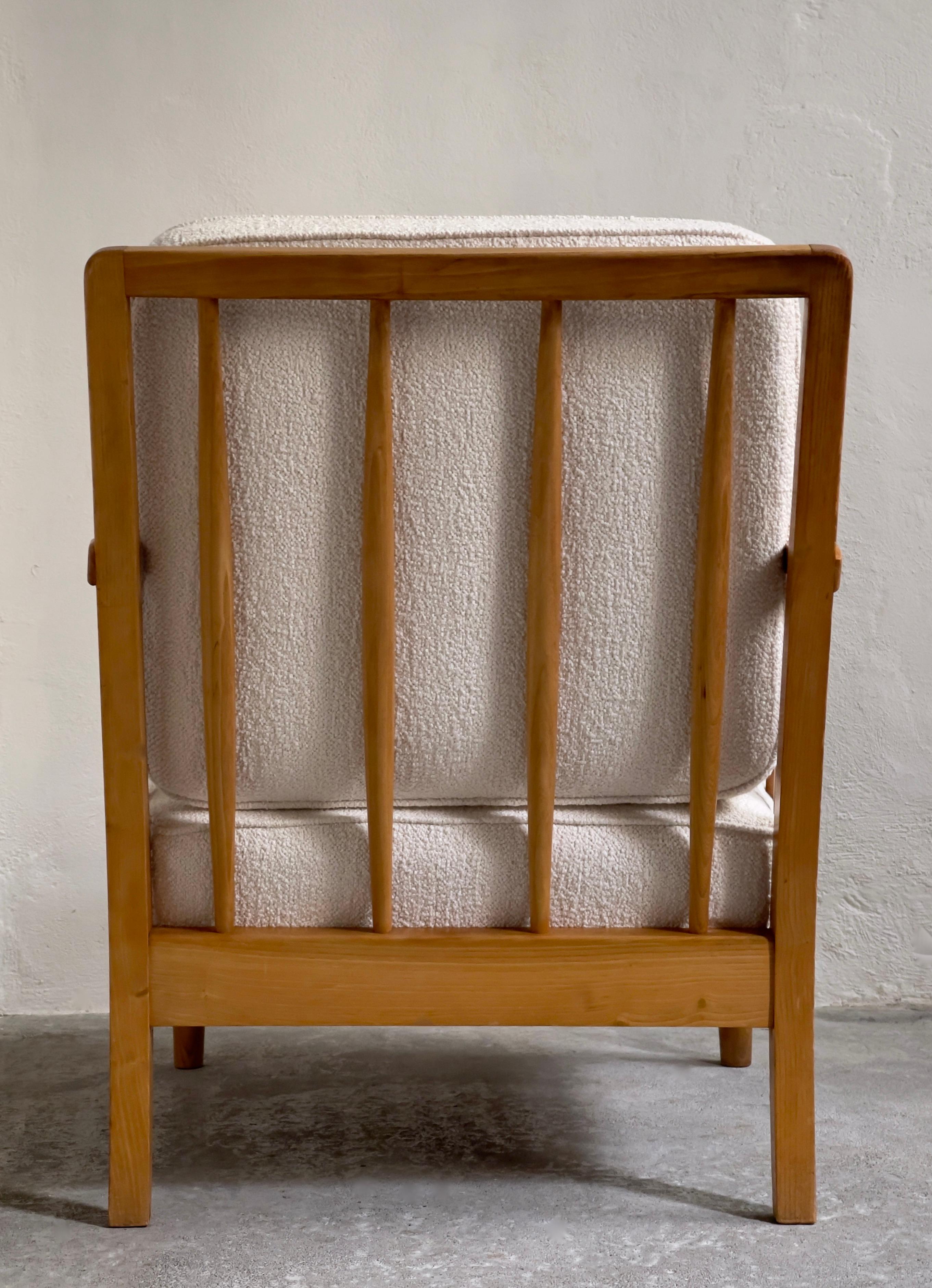 Pair of Danish 1930s Easy Chairs in Solid Elm Tree and Premium Bouclé 7