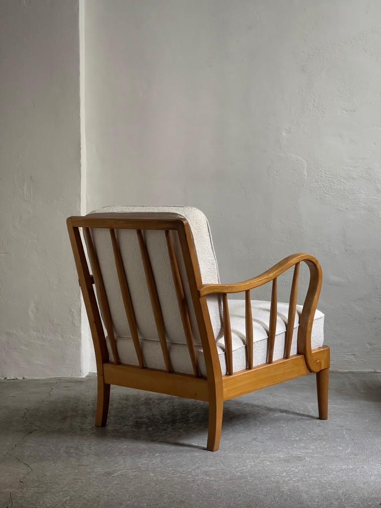 Pair of Danish 1930s Easy Chairs in Solid Elm Tree and Premium Bouclé 1