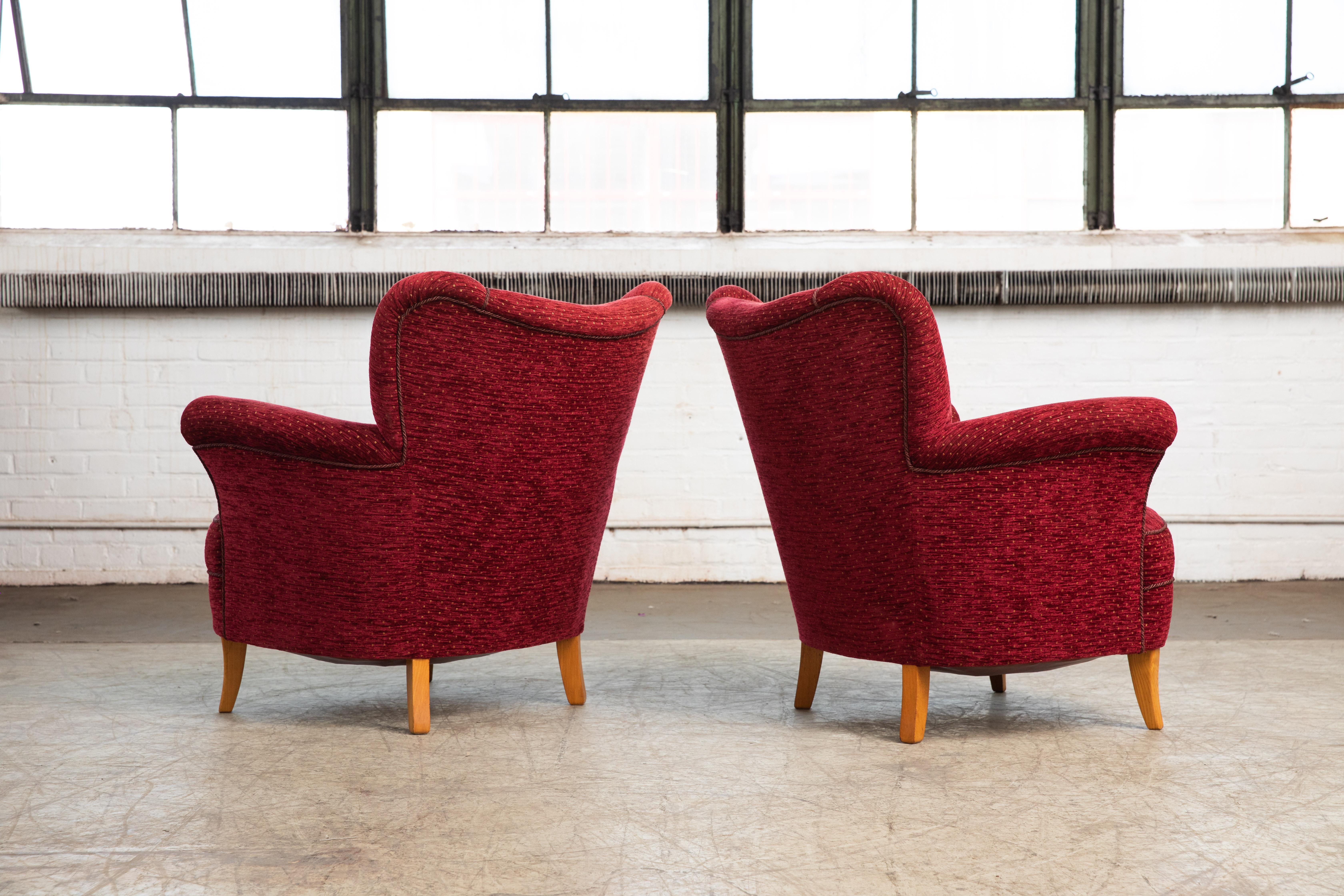 Pair of Scandinavian 1940s Easy Lounge Chairs in the Style of Carl-Johan Boman In Good Condition In Bridgeport, CT